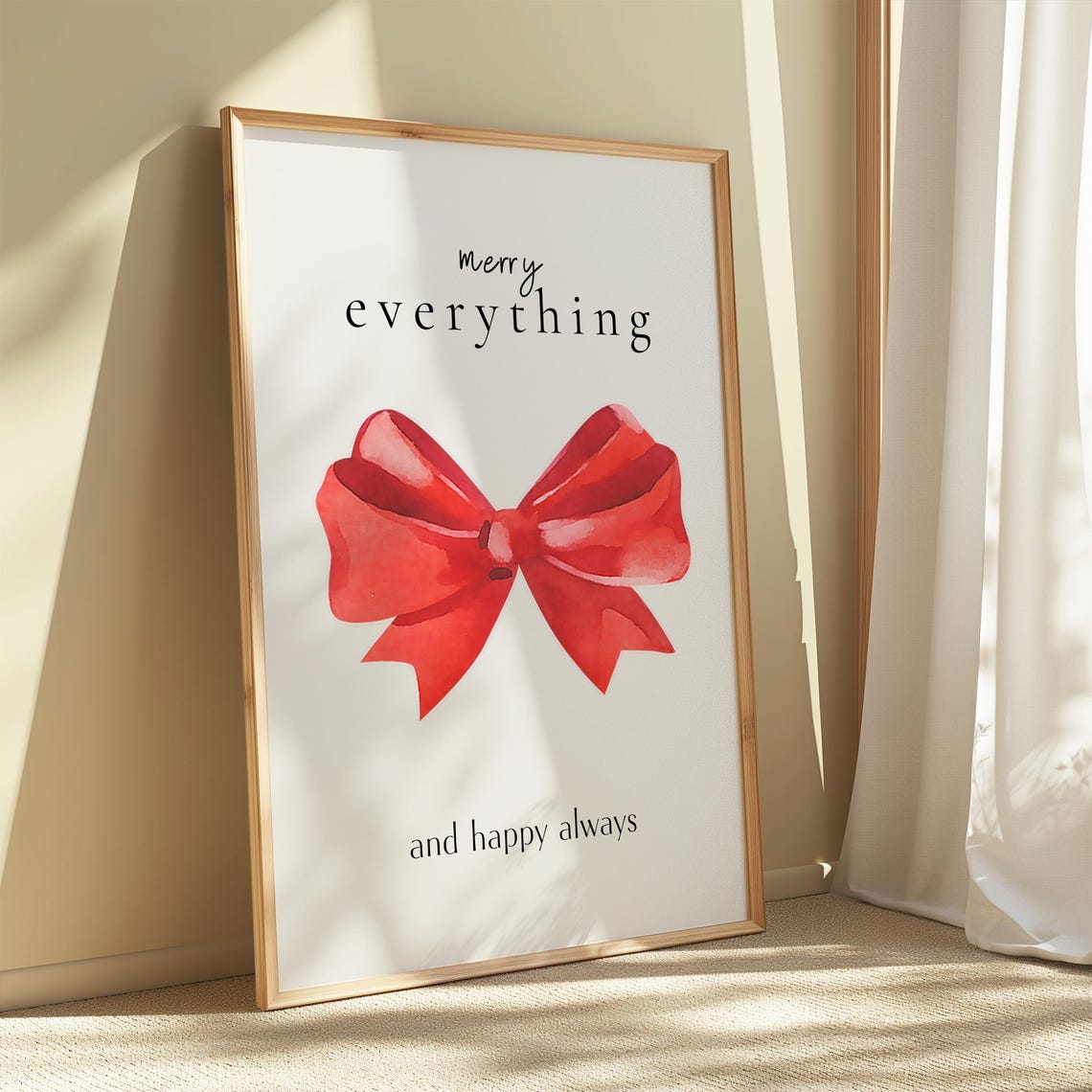 Merry Everything and Happy Always Red Bow Christmas Wall Art - Image 3