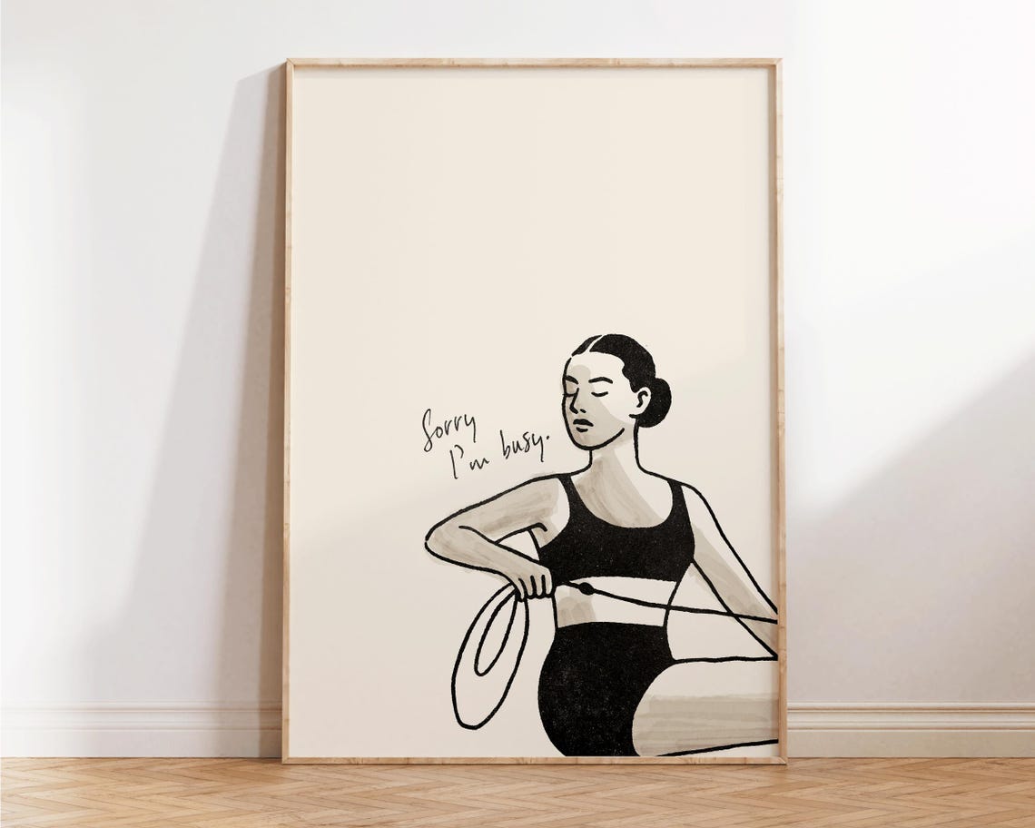 Sorry I'm Busy Black Ink Rowing Machine Workout Funny Quote Poster