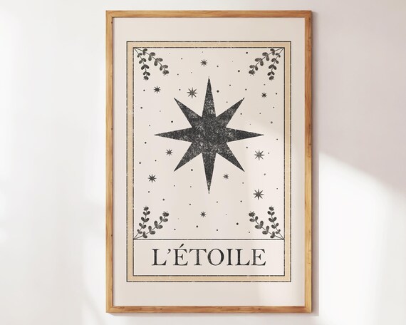 The Star L Etoile Vintage Tarot Card Celestial Boho Art Poster
