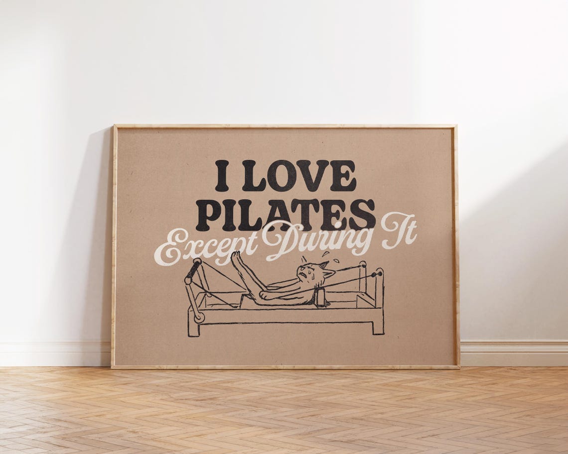 I Love Pilates Except During It Funny Kraft Cat Reformer Print