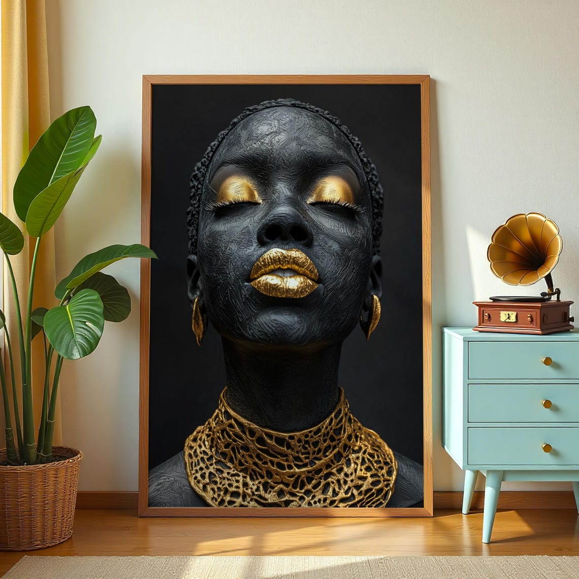 Black Gold Luxury Female Portrait Regal Afrocentric Beauty Poster - Image 2