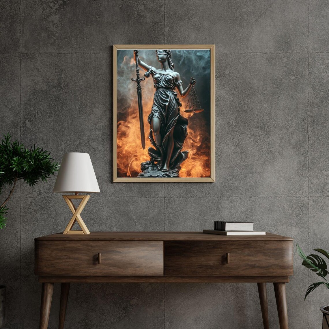 Lady Justice Art Print Scales Of Justice Wall Decor Legal Office Decor Blind Justice Poster Symbol Of Law Statue Artwork For Lawyers - Image 3