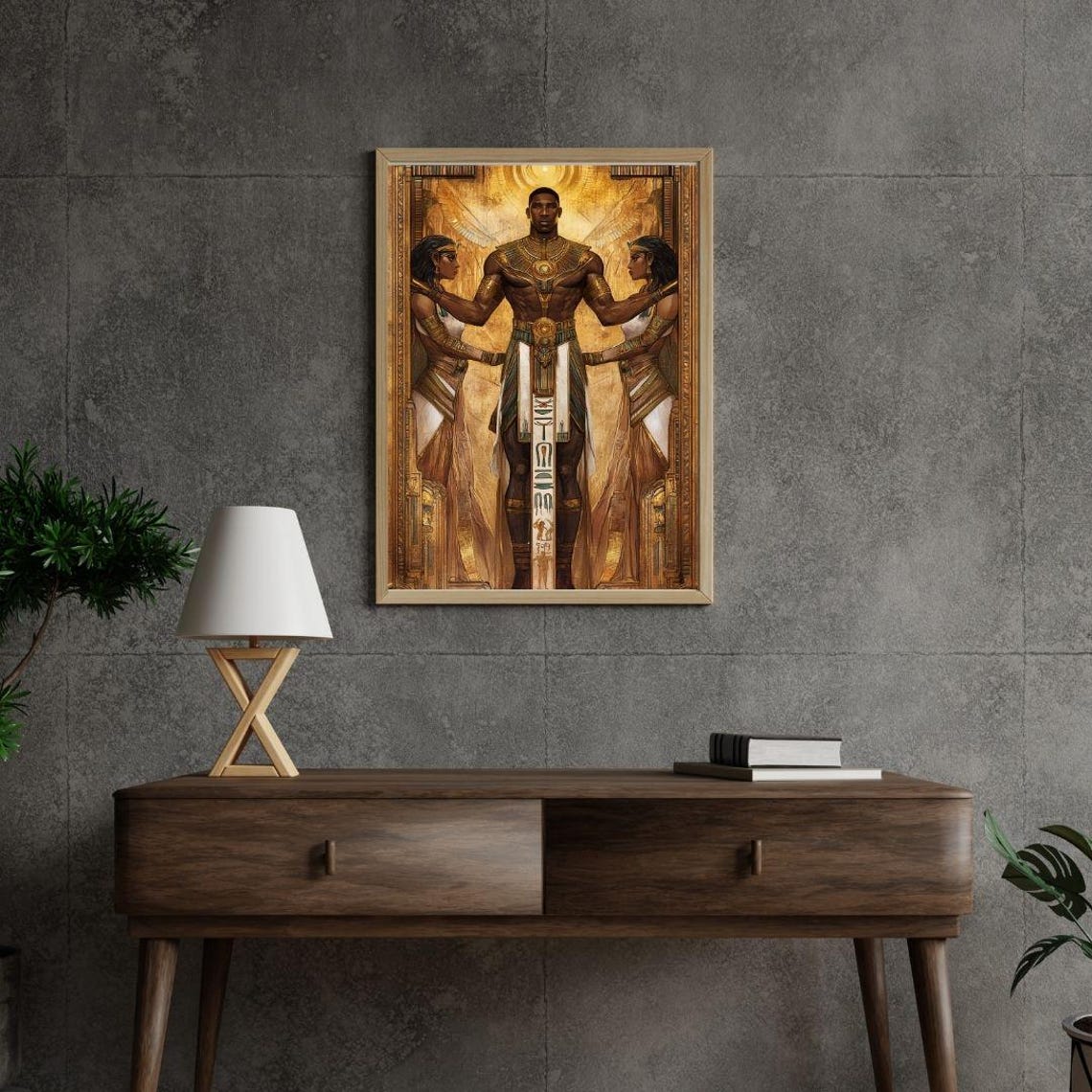 Ancient Egyptian Pharaoh In Gold Regalia Majestic Mythology Poster - Image 3
