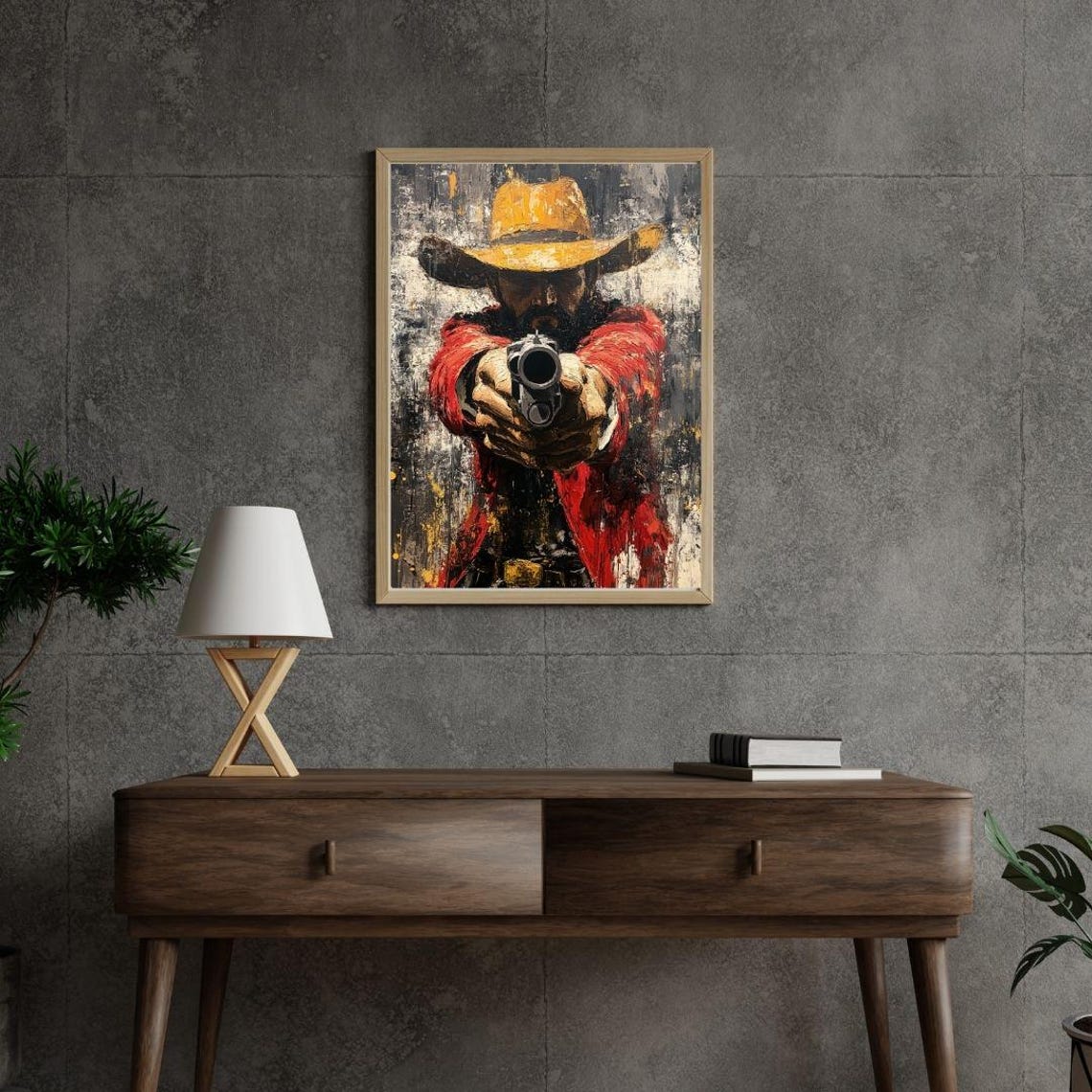Wild West Cowboy Art Print Gritty Western Gunman Painting Bold Rustic Wall Decor Americana Style Artwork - Image 2