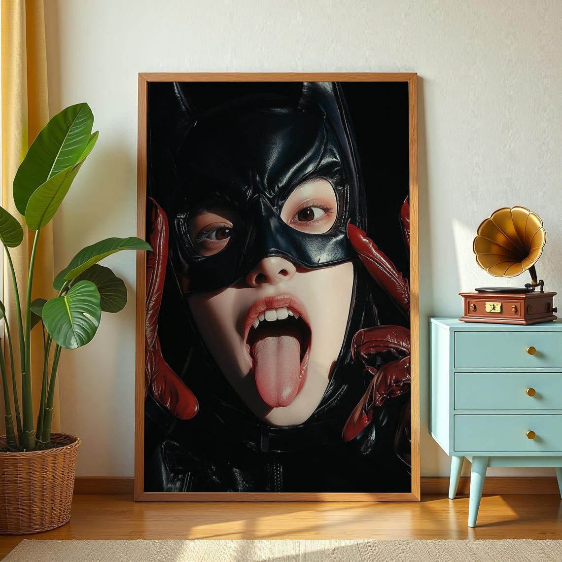 Playful Cat Mask Portrait Pop Art Edgy Female Statement Poster - Image 2