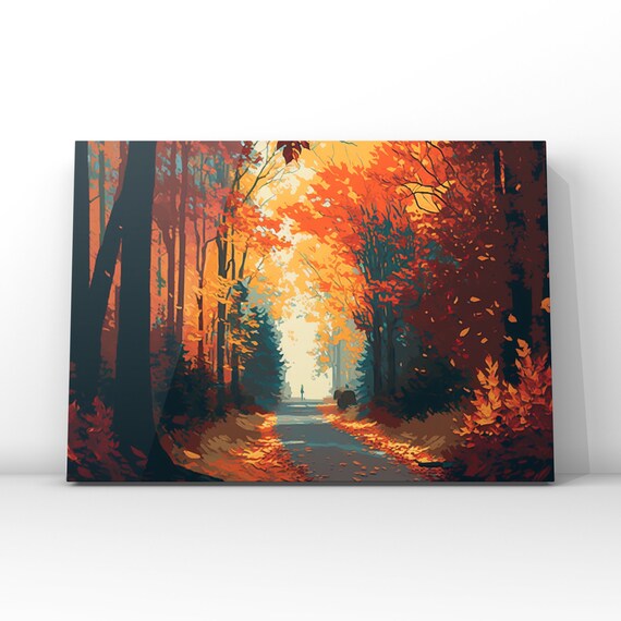 Tranquil Forest Flat Design Fall Art Print