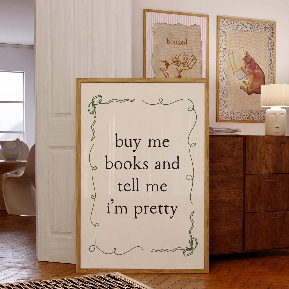 Buy Me Books and Tell Me I'm Pretty Quote Ribbon Frame Poster - Image 4