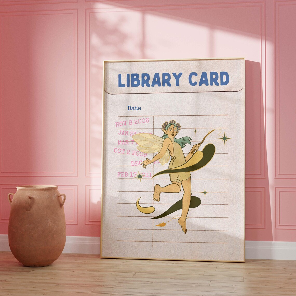 Fairy Art Print, Retro Library Card Poster - Image 4