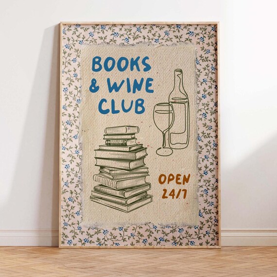 Book Club Poster, Bookish Gift for Reading Lovers
