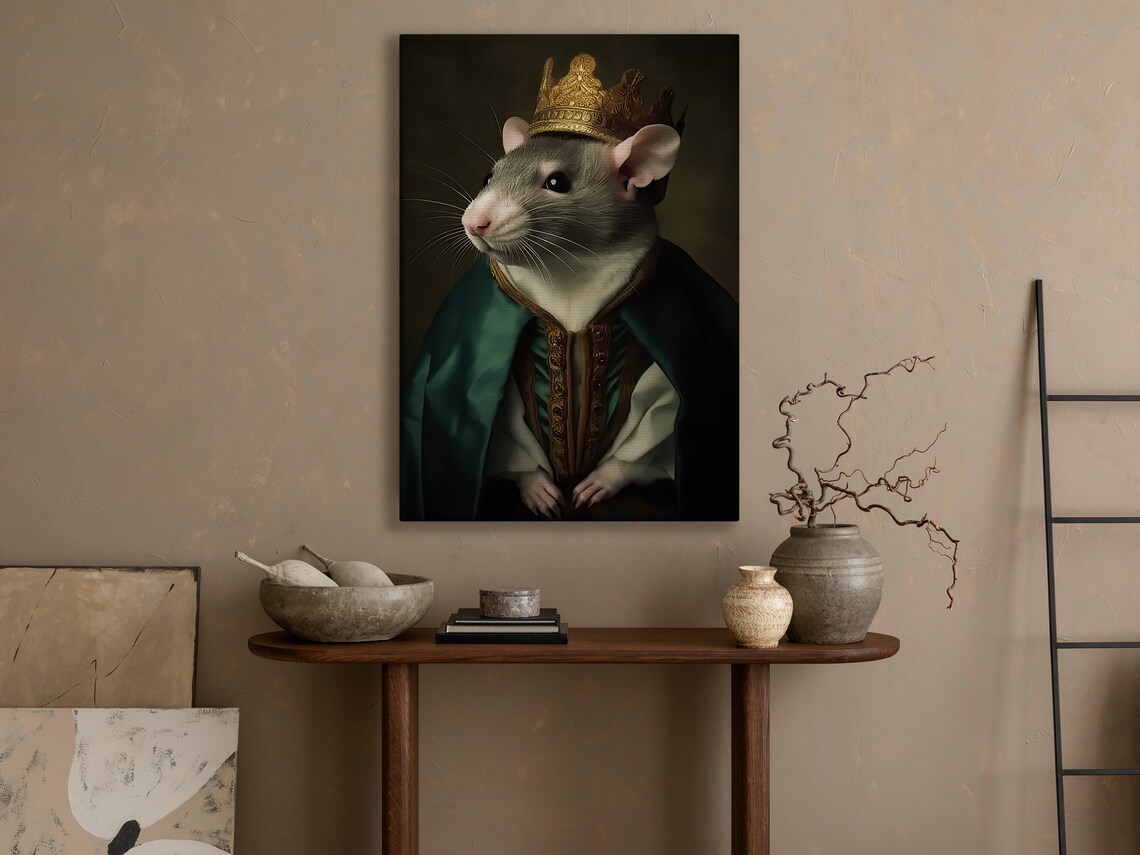 Regal Rat King Wearing A Golden Crown In Royal Portrait Poster - Image 2