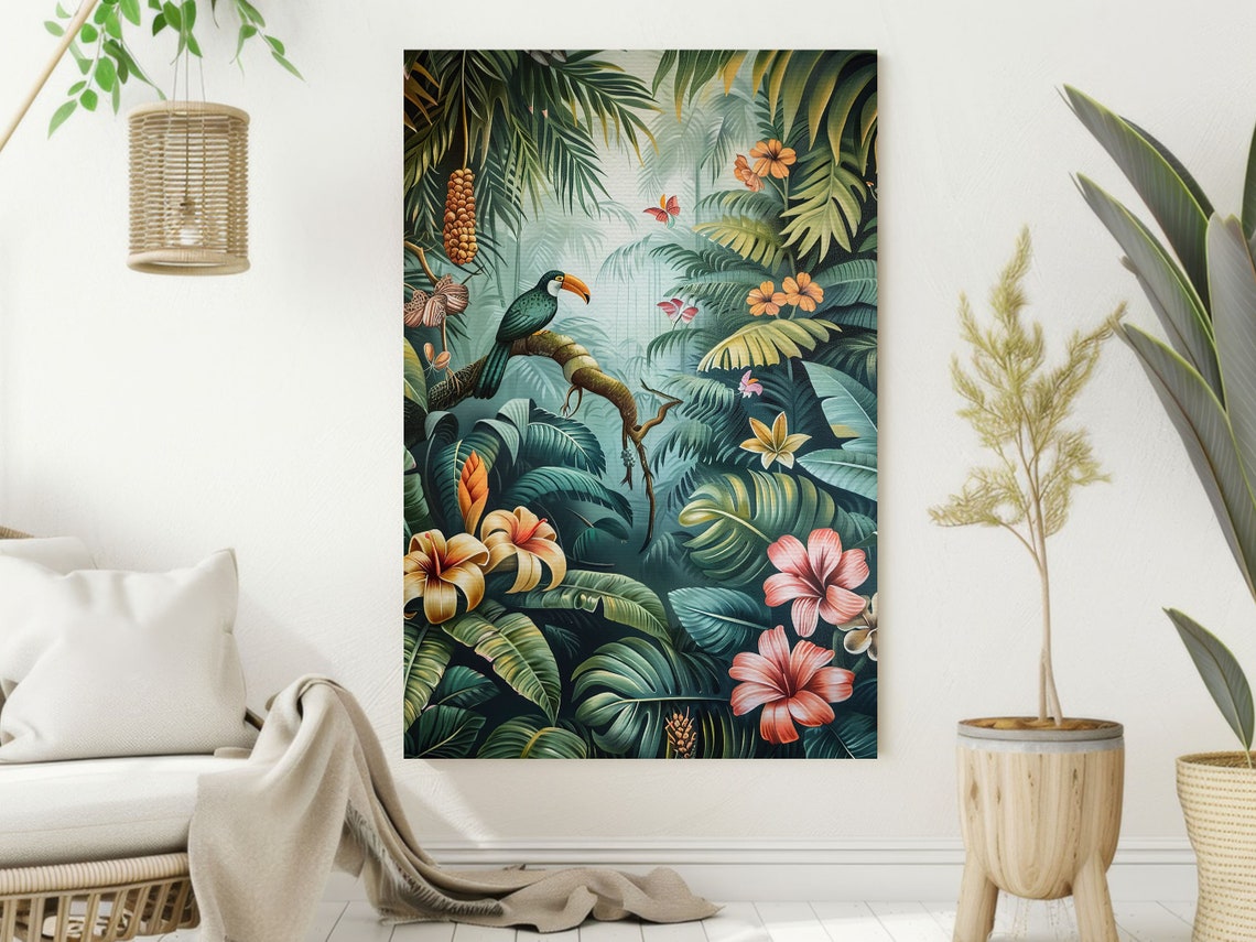 Cottage Tropical Botanical Painting Tropical Print Botanical Poster Print Flowers Wall Art - Image 4