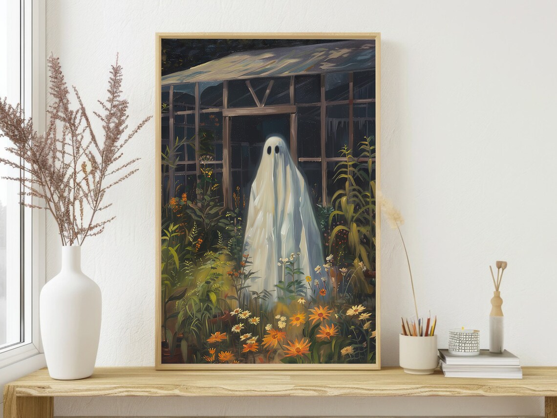 Ghost In Overgrown Greenhouse Doorway Wildflower Garden Art Poster - Image 3