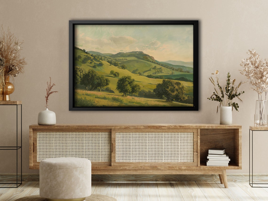 Rolling Green Hills Countryside Landscape Painterly Valley Poster - Image 4
