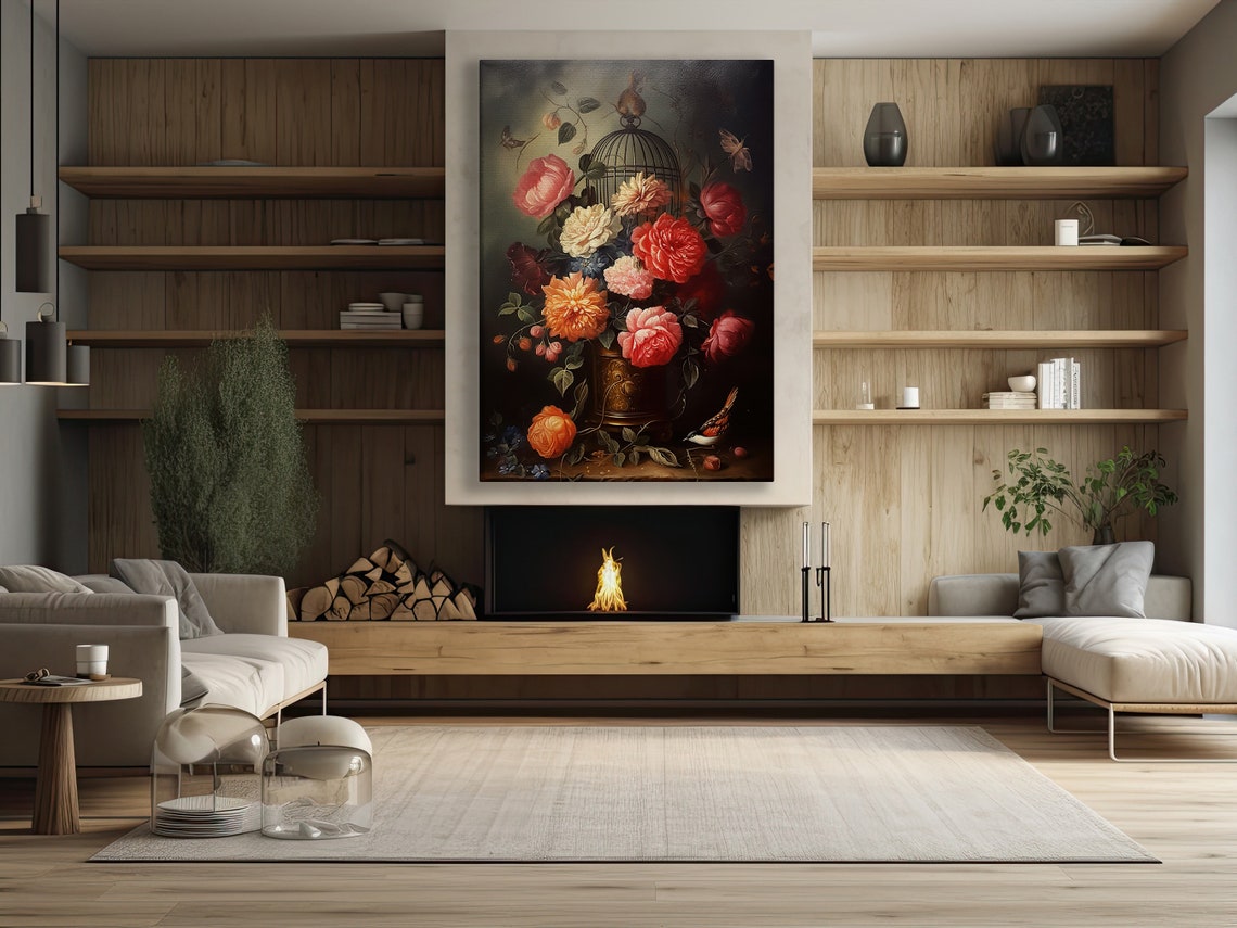 Vintage Wild Flowers Vase Art Print Dark Gothic Flowers Poster Print - Image 2