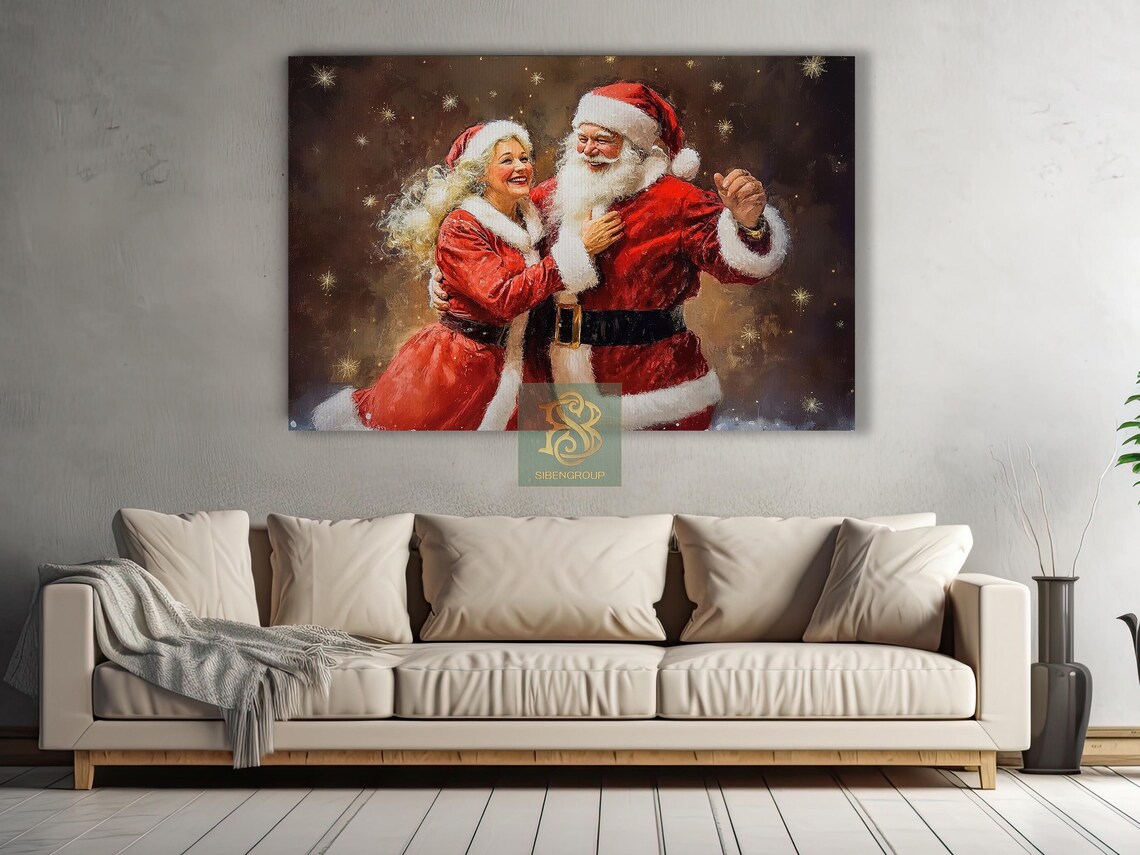 Mrs Claus and Jolly Santa Christmas Art Print - Image 2