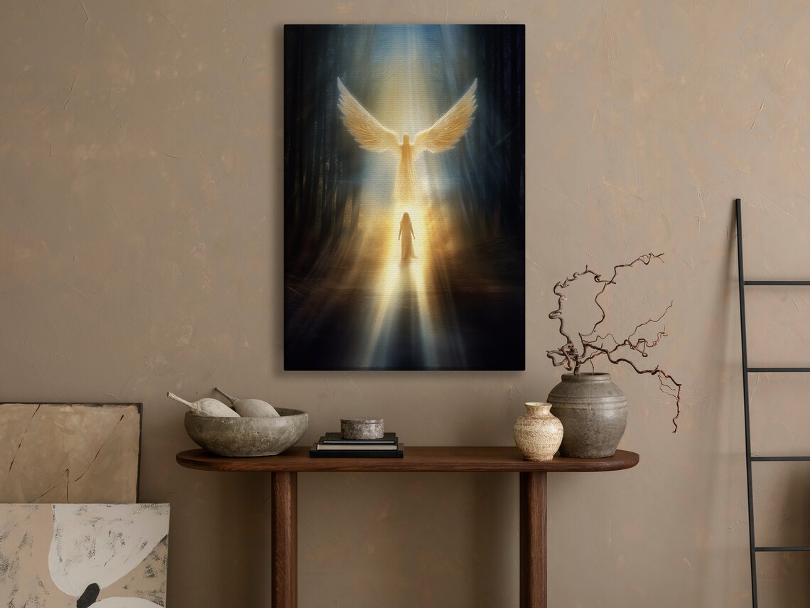Vintage Guardian Angel Art Print, Christian Decor - Image 4
