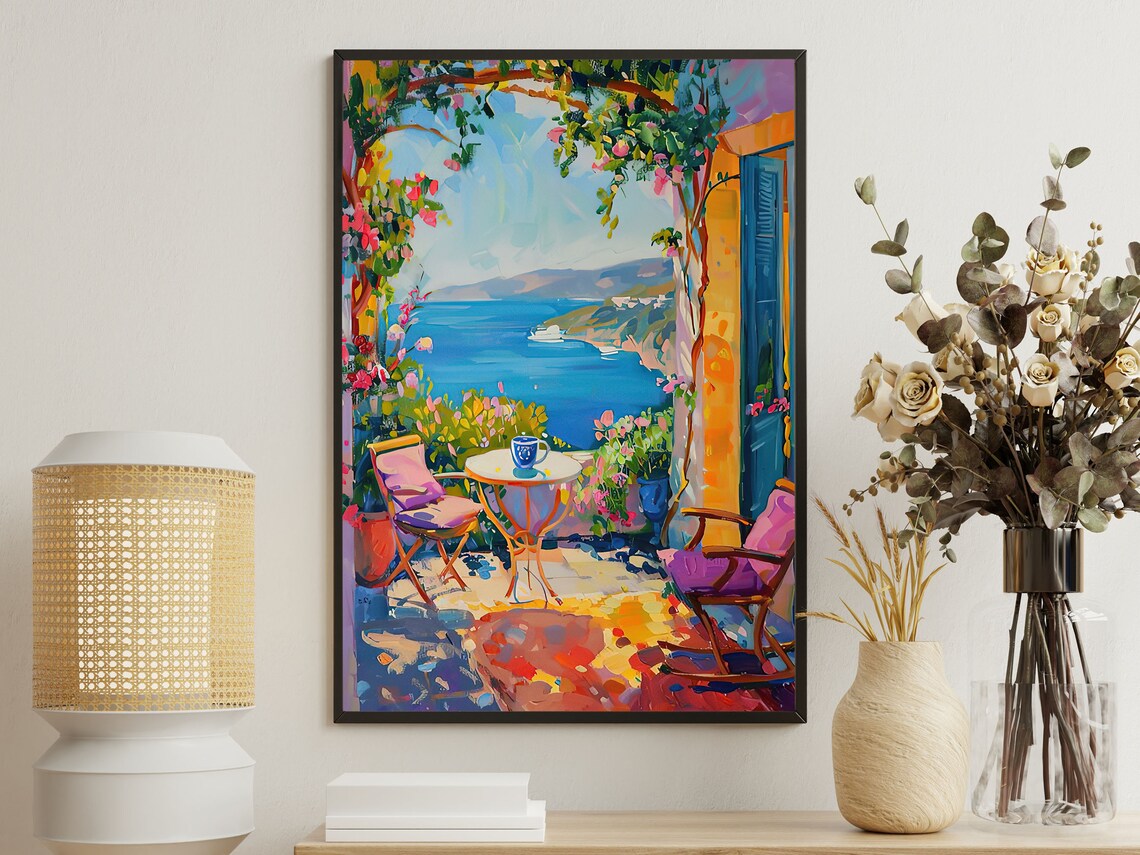 Matisse-Inspired Balcony Flowers Botanical Poster