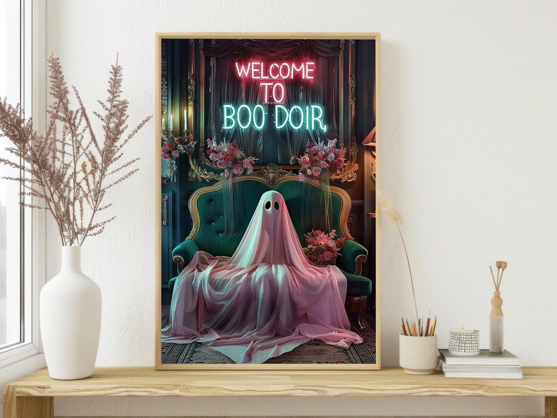 Boo Ghost Art Print, Cute Halloween Room Decor - Image 4