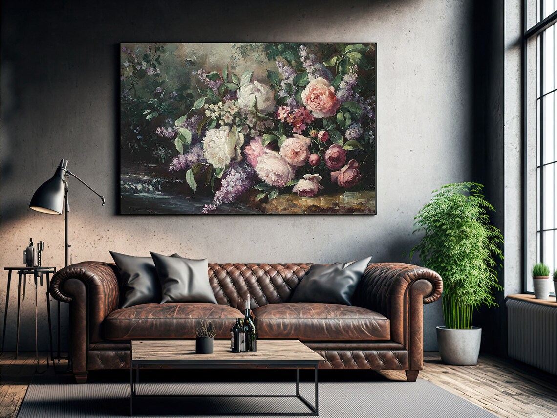 Moody Roses And Lilac By Dark Stream Romantic Floral Art Poster - Image 2