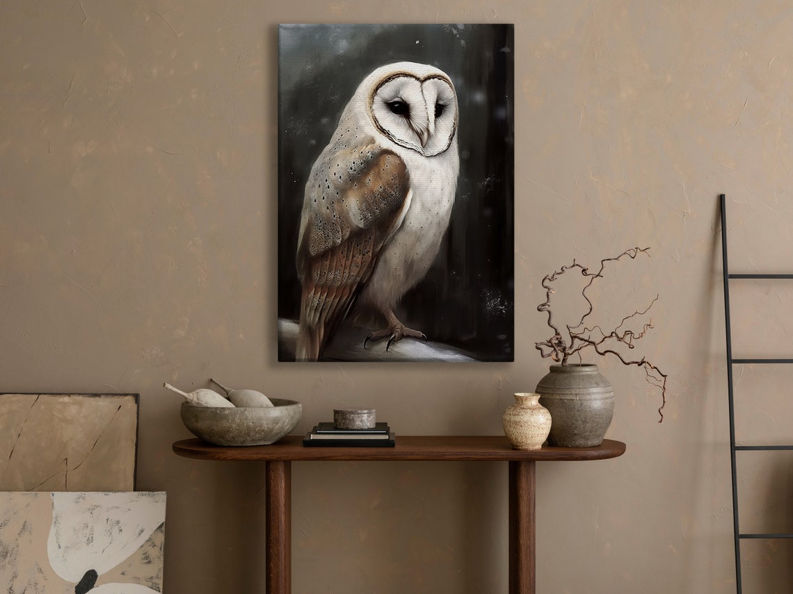 Vintage Owl Painting Winter Owl Art Print Snowy Owl Print Gothic Art Print Dark Academia Art Winter Animal Poster Print - Image 2