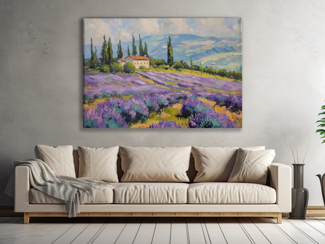 Cottage Country House Painting Lavender Print Flowers Print Flowers Poster Print Vintage Flower Wall Art - Image 3