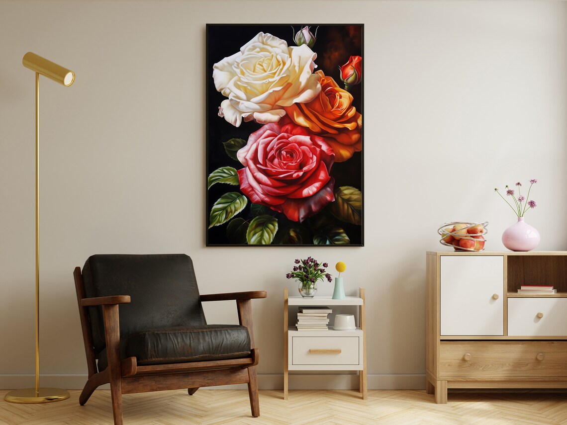 Wild Flower Still Life Painting Flower Art Print Dark Flowers Print Gothic Art Print Dark Academia Art Print Dark Flowers Poster - Image 2