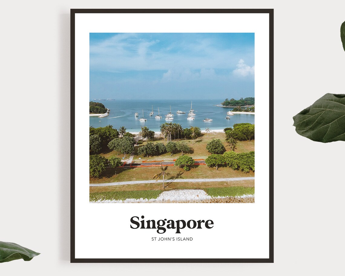 Singapore Saint Johns Island Yacht Bay Drone Photography Travel Poster