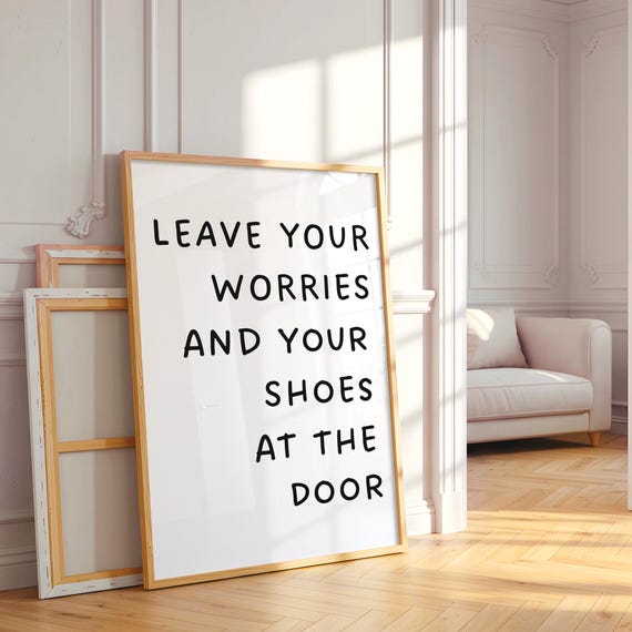 Entryway Poster Leave Shoes Sign Minimalist Wall Art Modern Home Decor Printable Instant Download