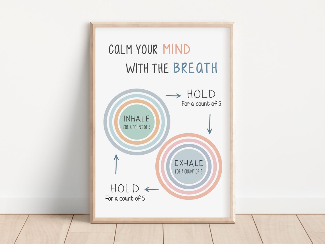 Calm Your Mind With The Breath Box Breathing Anxiety Relief Poster - Image 3
