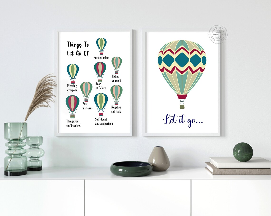 Things to Let Go Of Hot Air Balloon Art Two Print Counseling Gift Set - Image 2