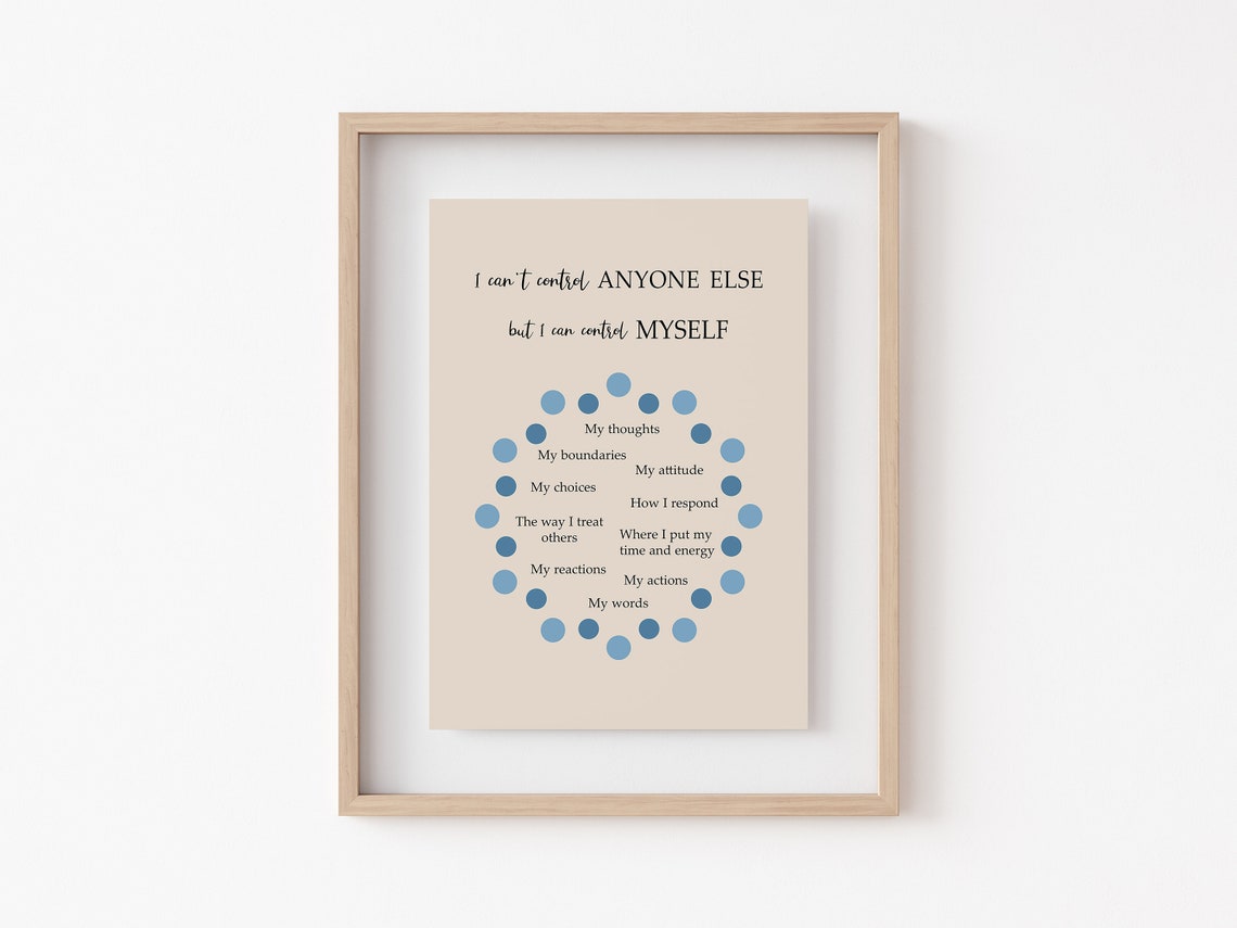 I Can Control Myself Blue Dots Circle Therapy Boundaries Poster - Image 2