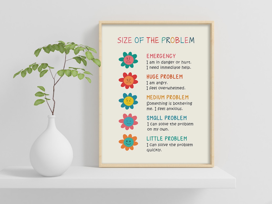 Size Of The Problem Flowers Kids Emotions Regulation Chart Poster - Image 2