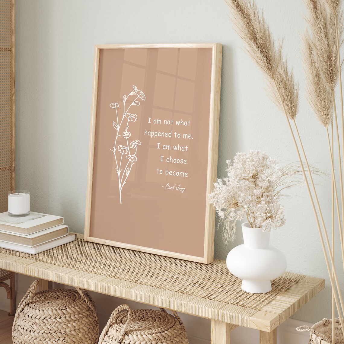 Carl Jung I Am What I Choose To Become Floral Therapy Office Poster - Image 2