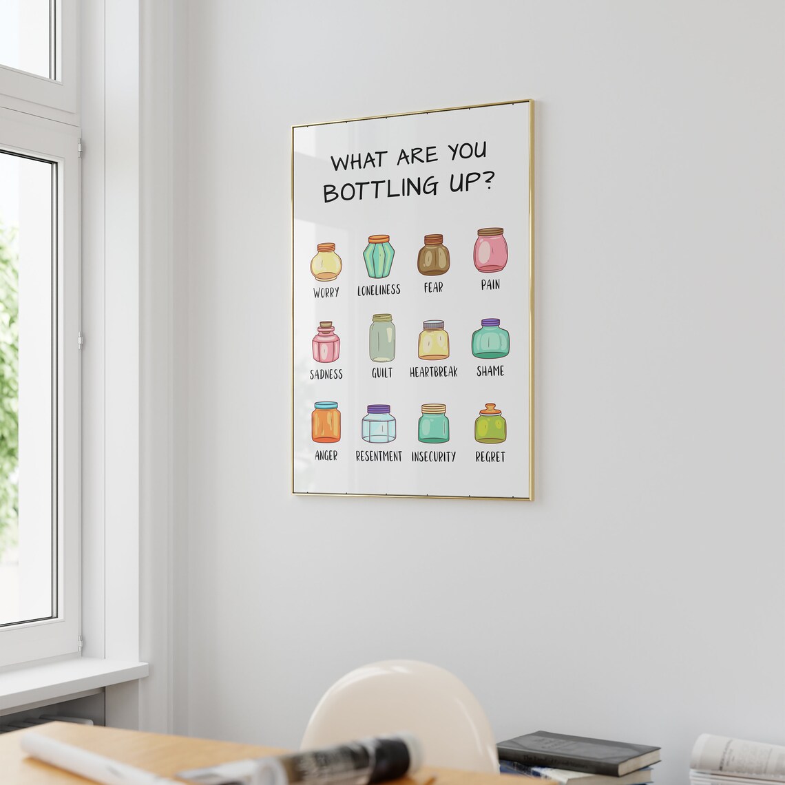 What Are You Bottling Up Feelings Jars Colorful Therapy Office Poster - Image 2