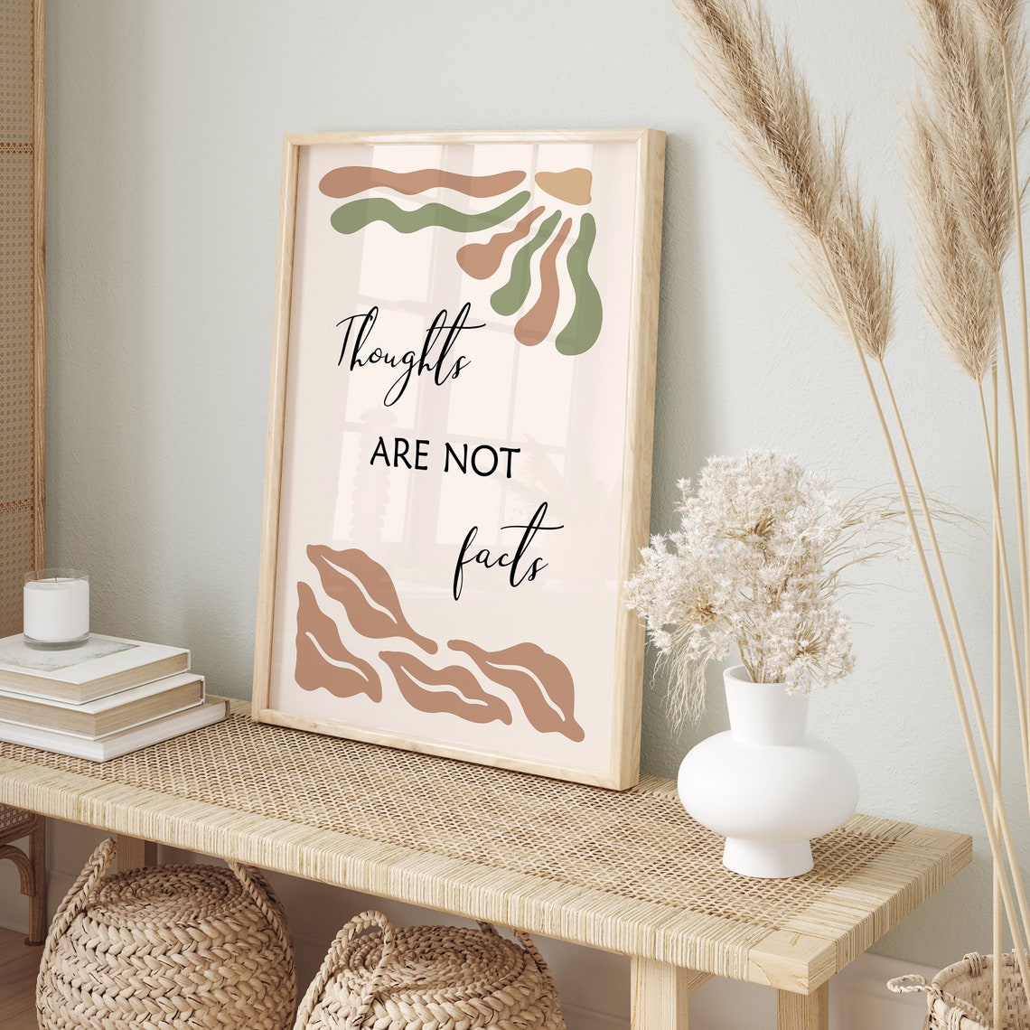 Thoughts Are Not Facts Boho Abstract Mental Health Reminder Poster - Image 2