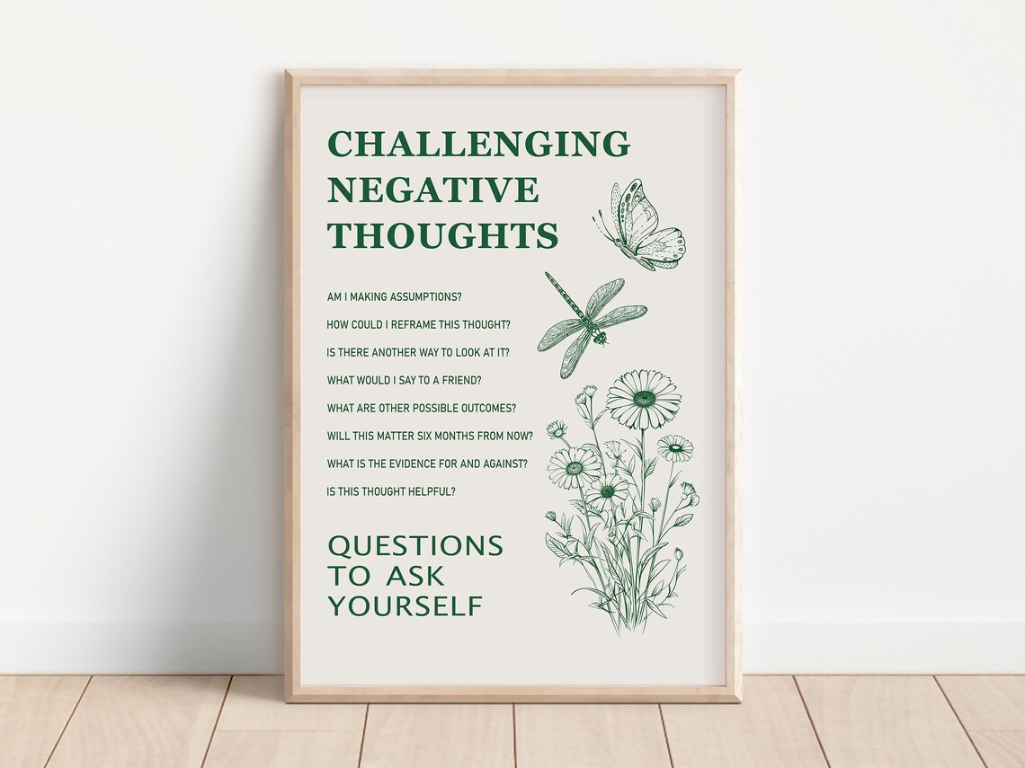 Challenging Negative Thoughts Therapy Office Art Print - Image 3