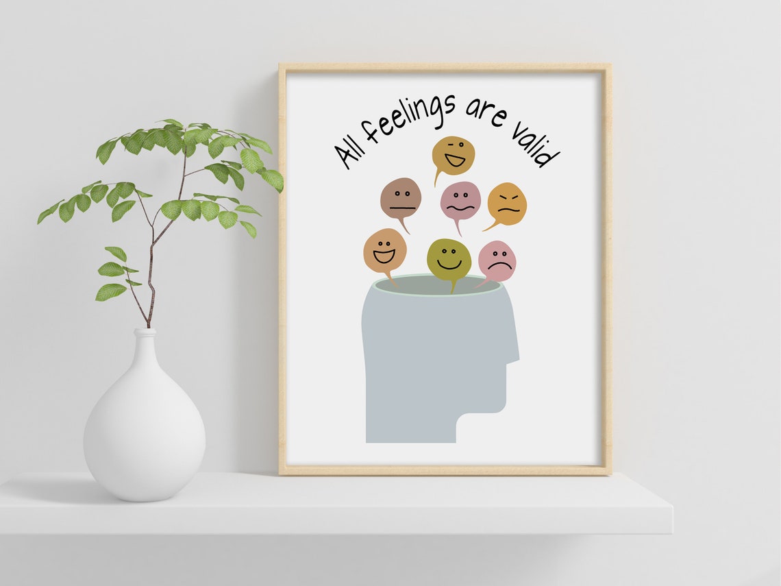 All Feelings Are Valid Minimalist Mindful Emotions Head Quote Poster