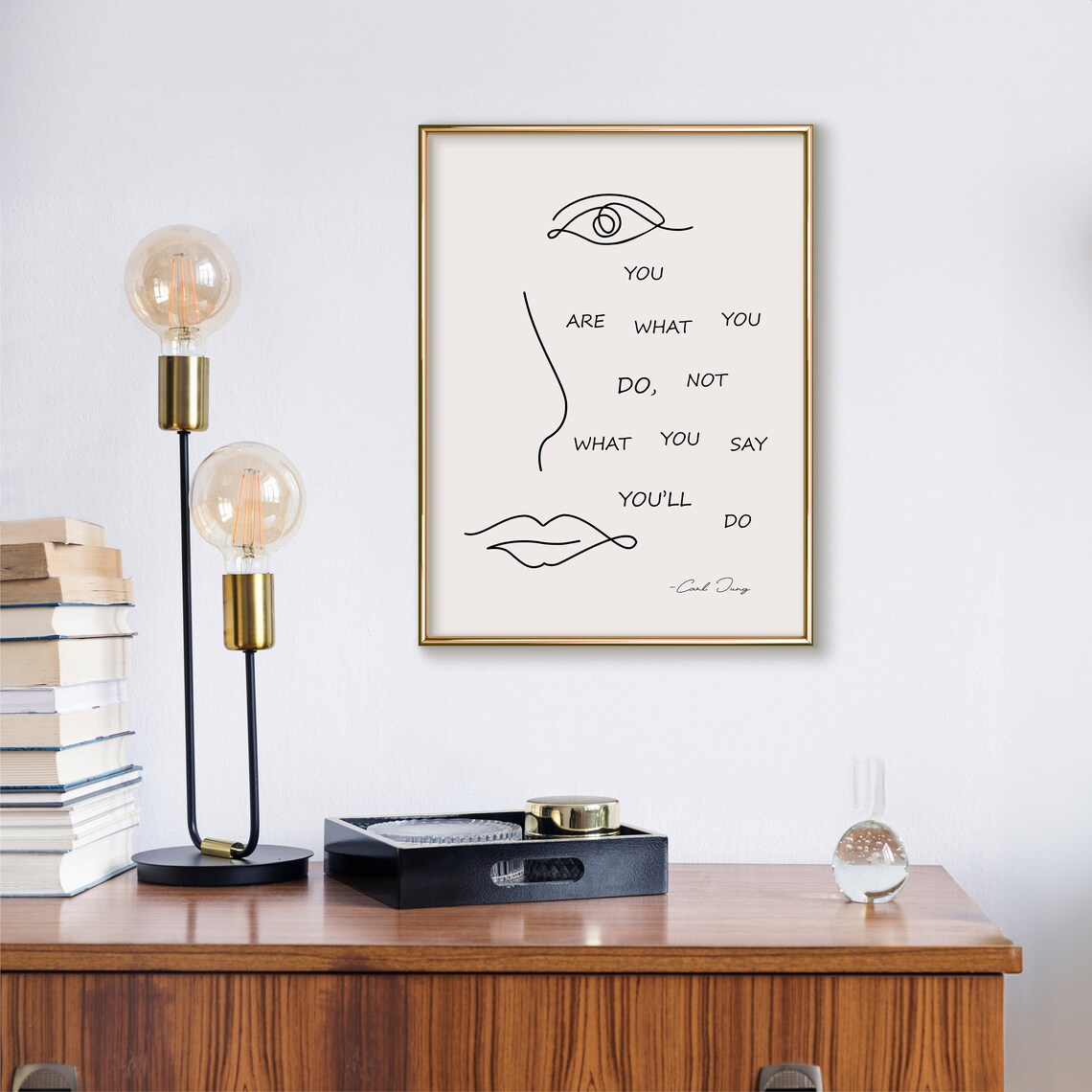 Carl Jung You Are What You Do Minimalist Line Art Face Quote Poster - Image 3