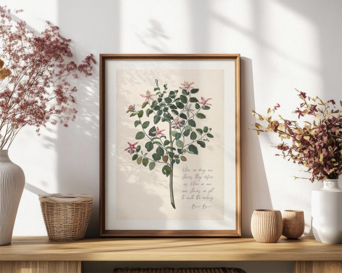 Brene Brown Own Our Stories Vintage Botanical Inspirational Poster - Image 3