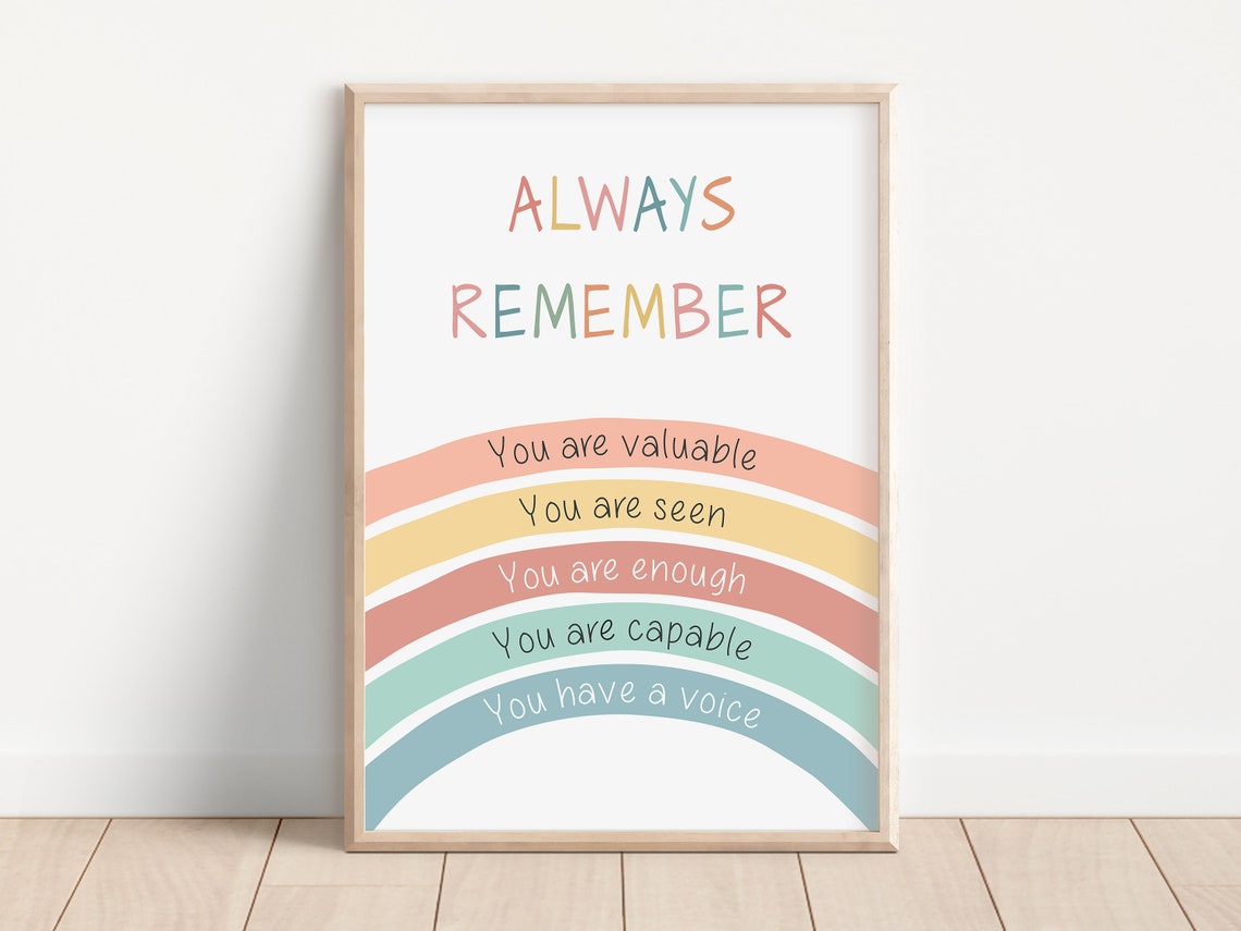 Always Remember You Are Enough Pastel Rainbow Affirmation Poster