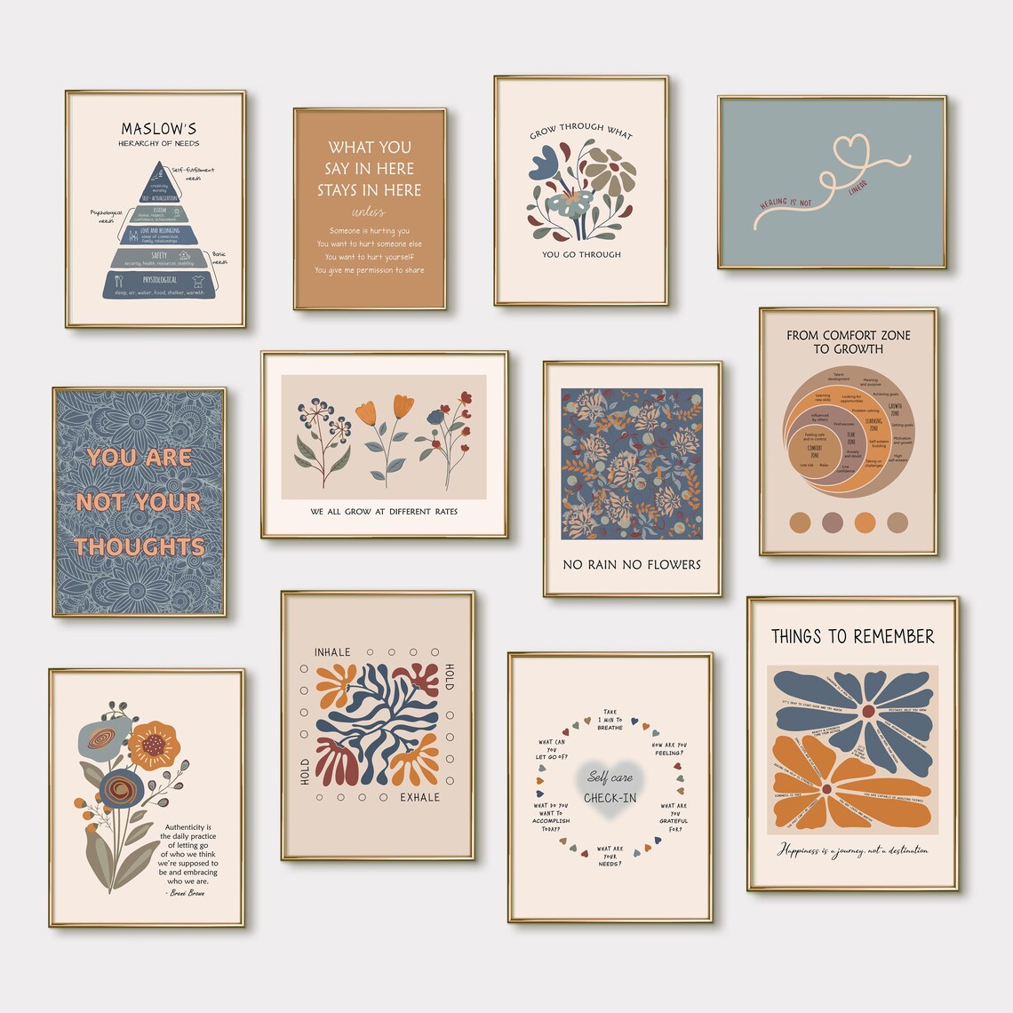 Mental Health Posters, Motivational Therapy Office Art