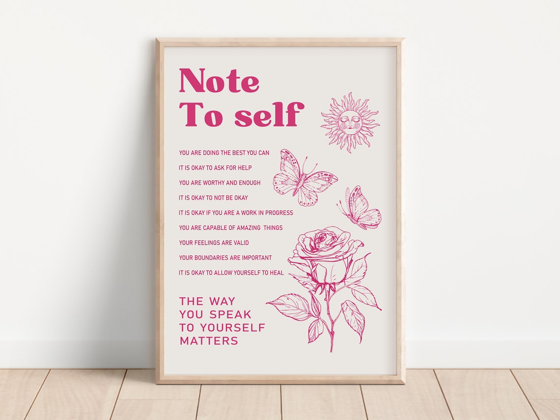Note To Self Pink Affirmations You Speak To Yourself Matters Poster