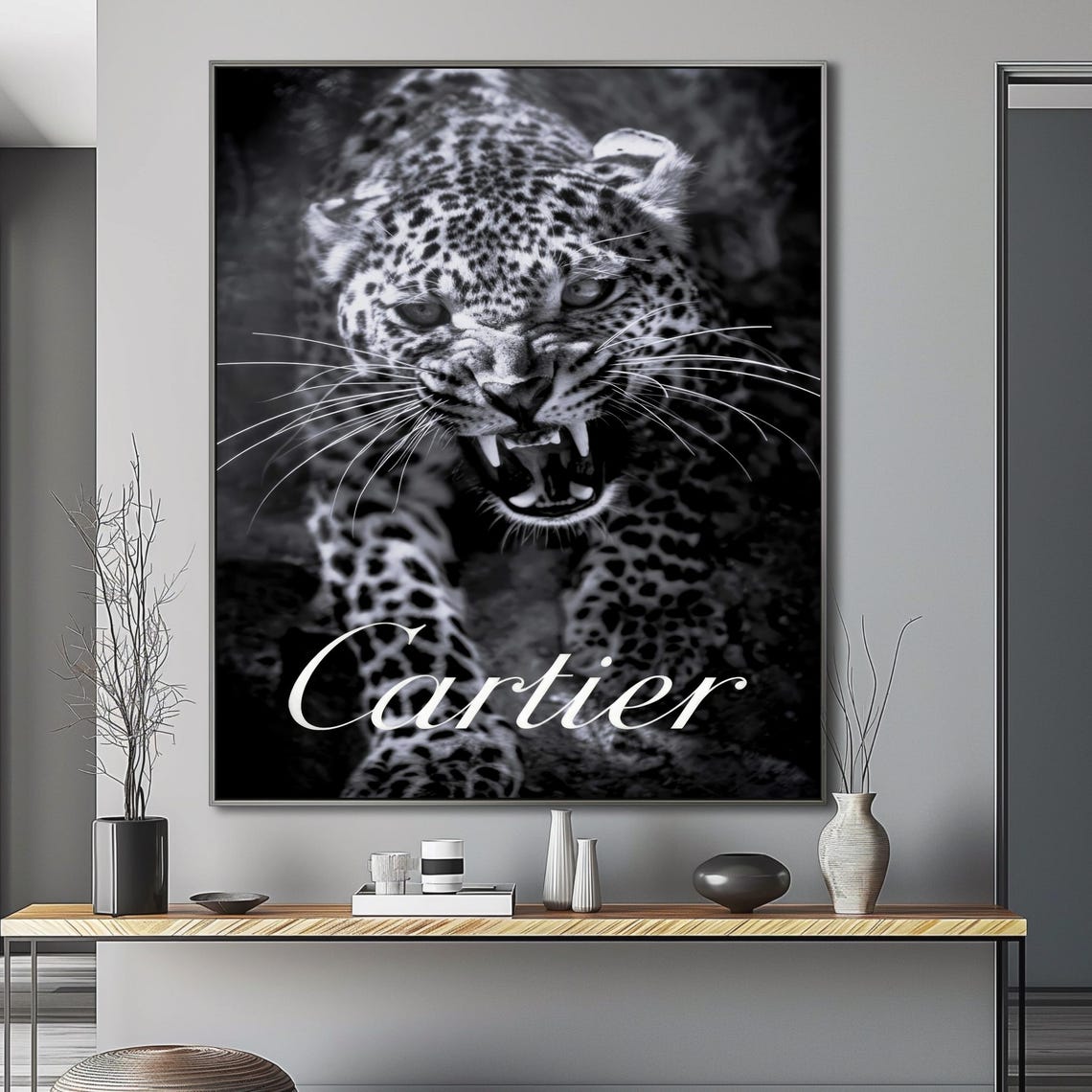 Cartier Black And White Leopard Snarl Close Up Luxury Poster - Image 5