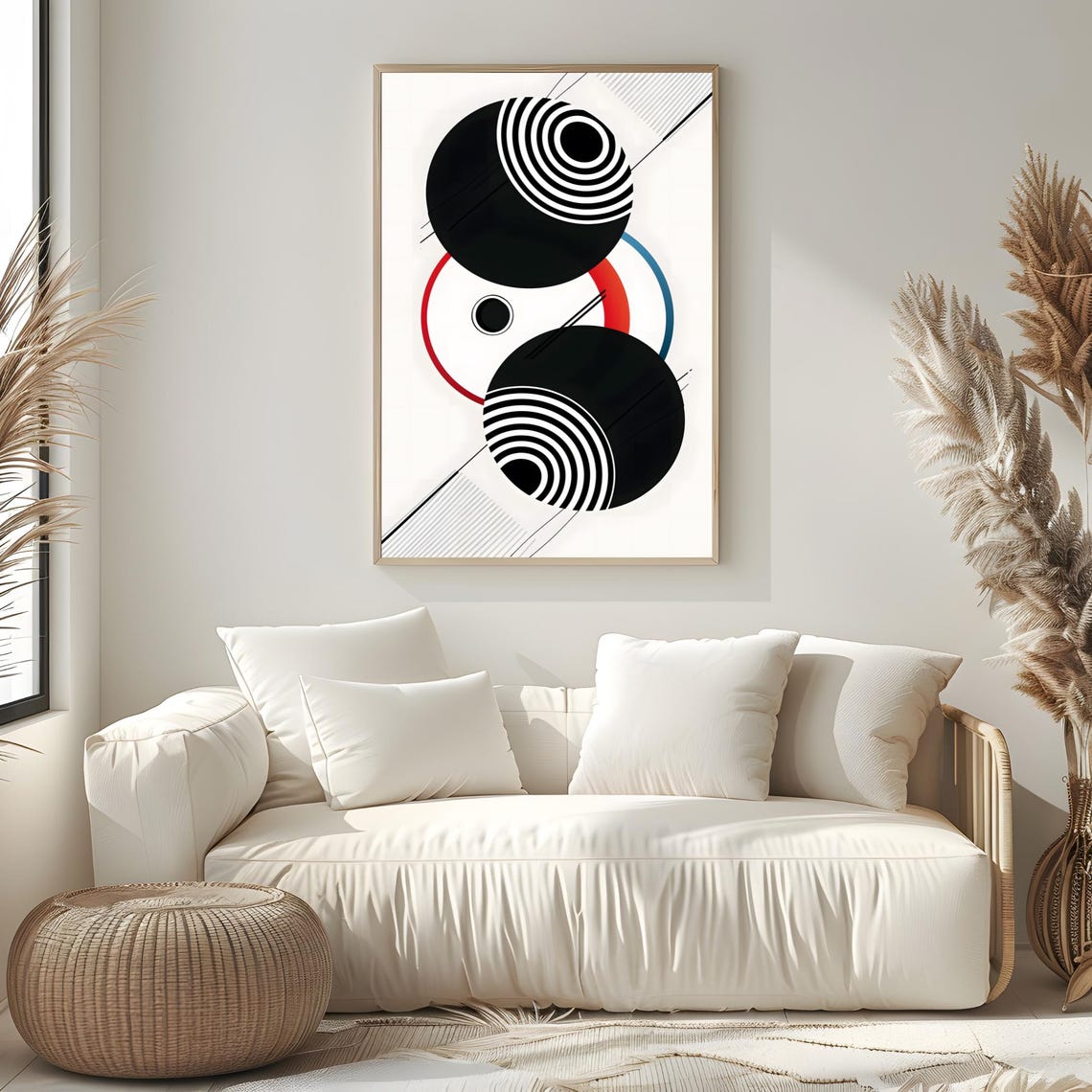 Mid Century Modern Wall Art Abstract Wall Decor Art Print Minimal Black And White Art Print Boho Art Neutral Geometric Shapes Wall Art - Image 3