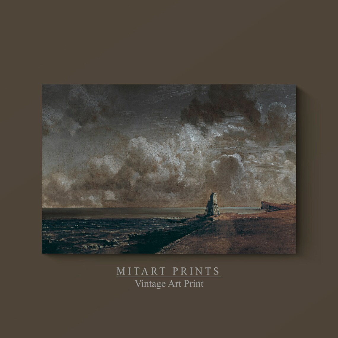 Vintage Moody Coastal Seascape Art Print - Image 3