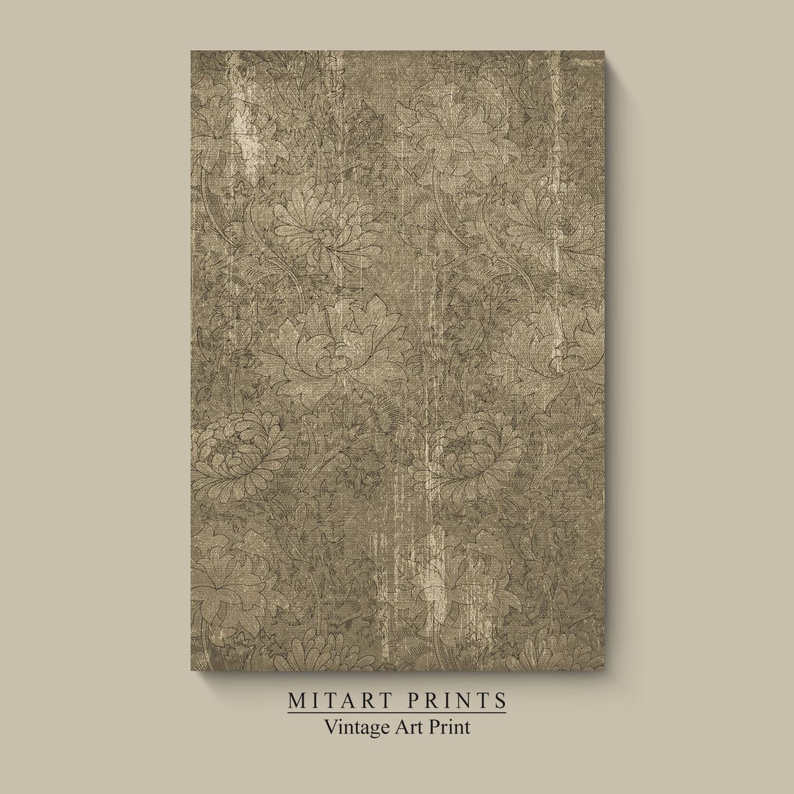 Antique Neutral Textile Pattern Wall Art French Pattern Art Print Neutral Vintage Wall Art Print 24 46 - Image 4