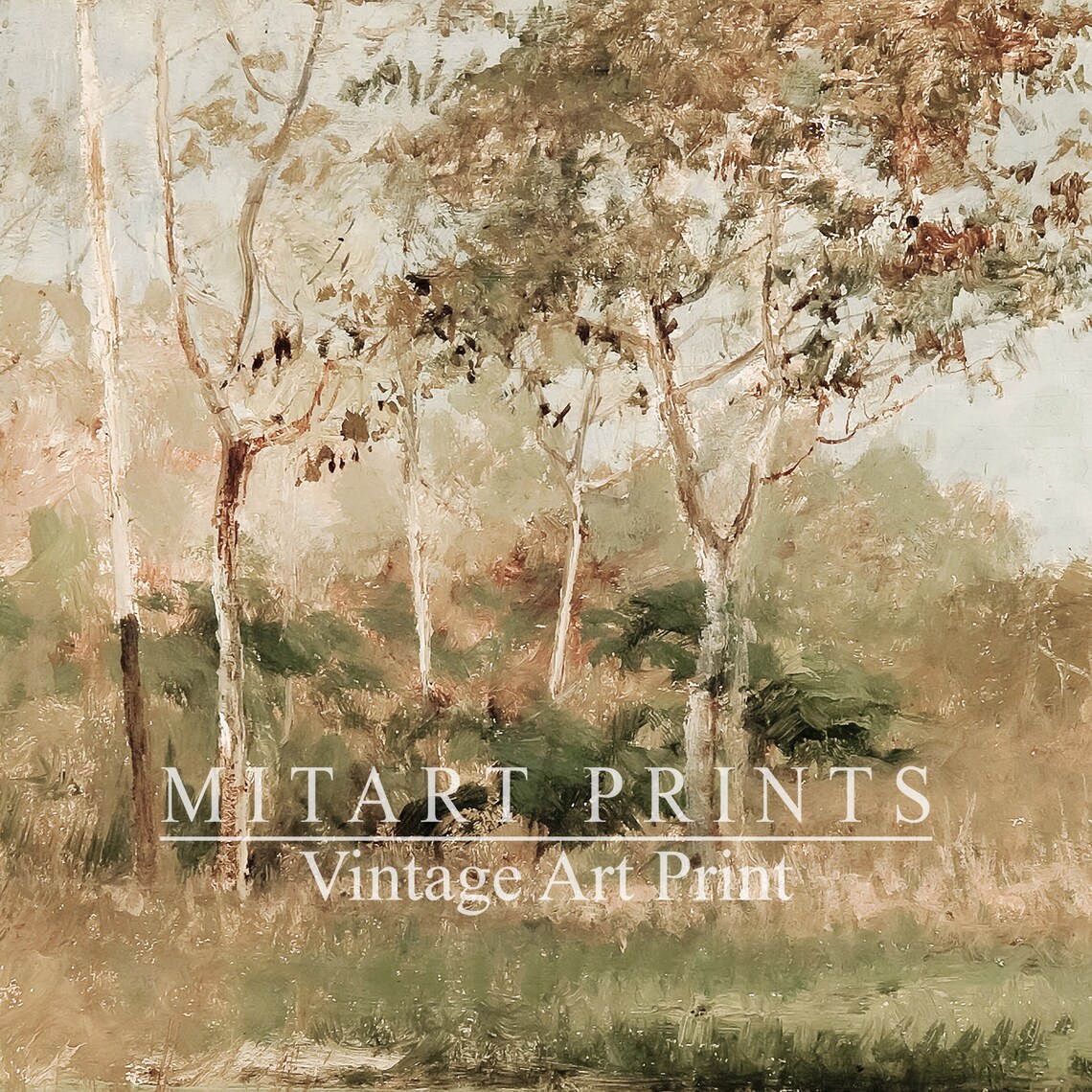 Vintage Countryside Landscape Art Print, Rustic Meadow - Image 4