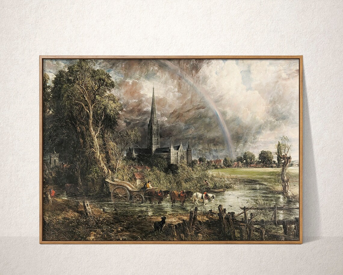 Vintage Cathedral Landscape Oil Painting Art Print - Image 2