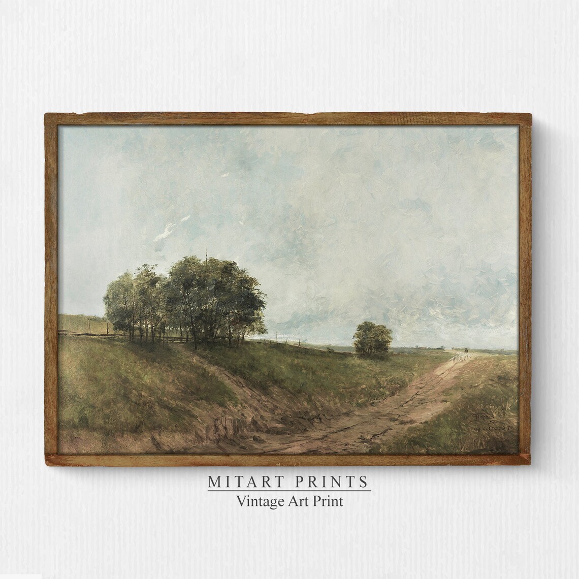 Country Vintage Landscape Art Print, Rustic Farmhouse