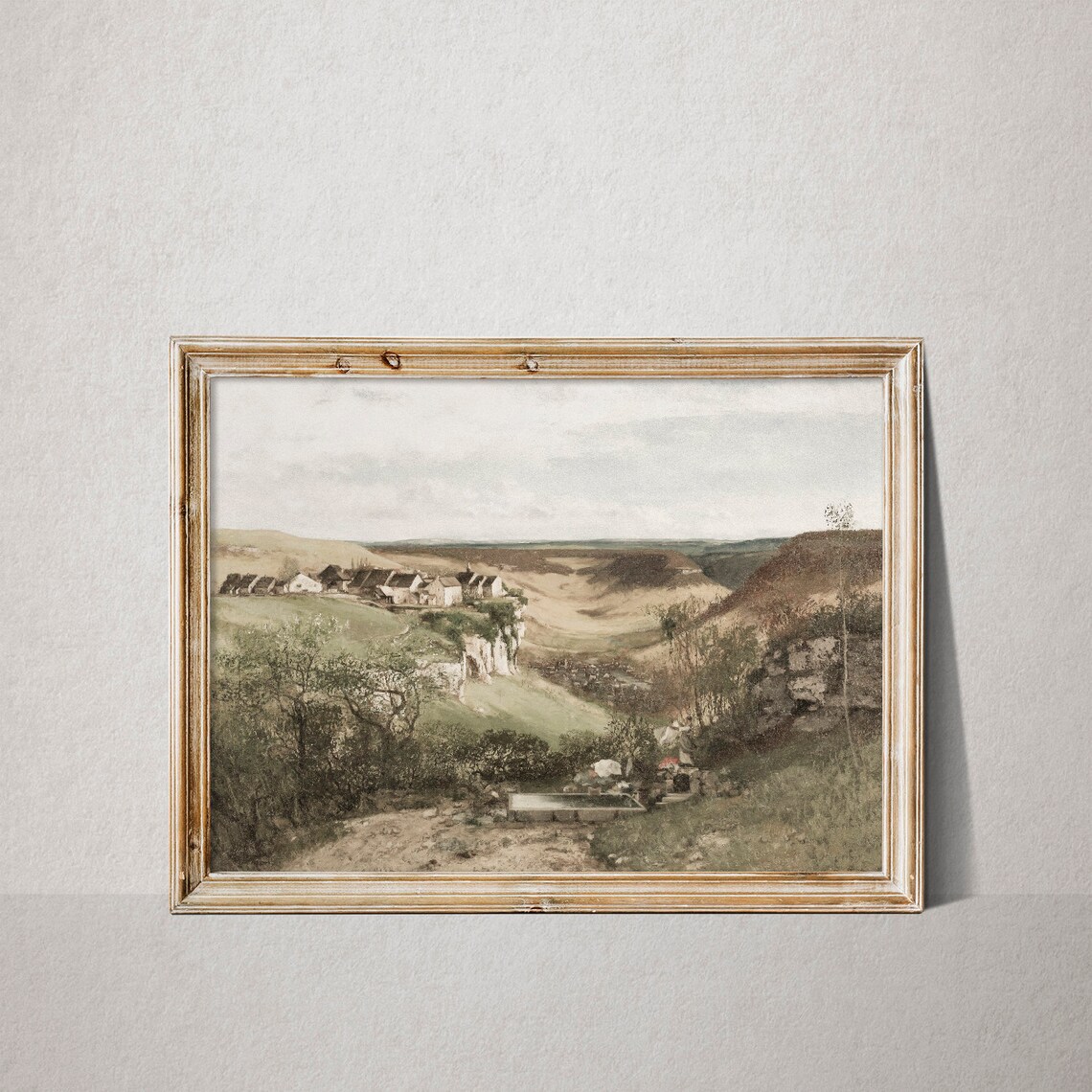Vintage French Village Landscape Limestone Cliffs Countryside Poster - Image 3